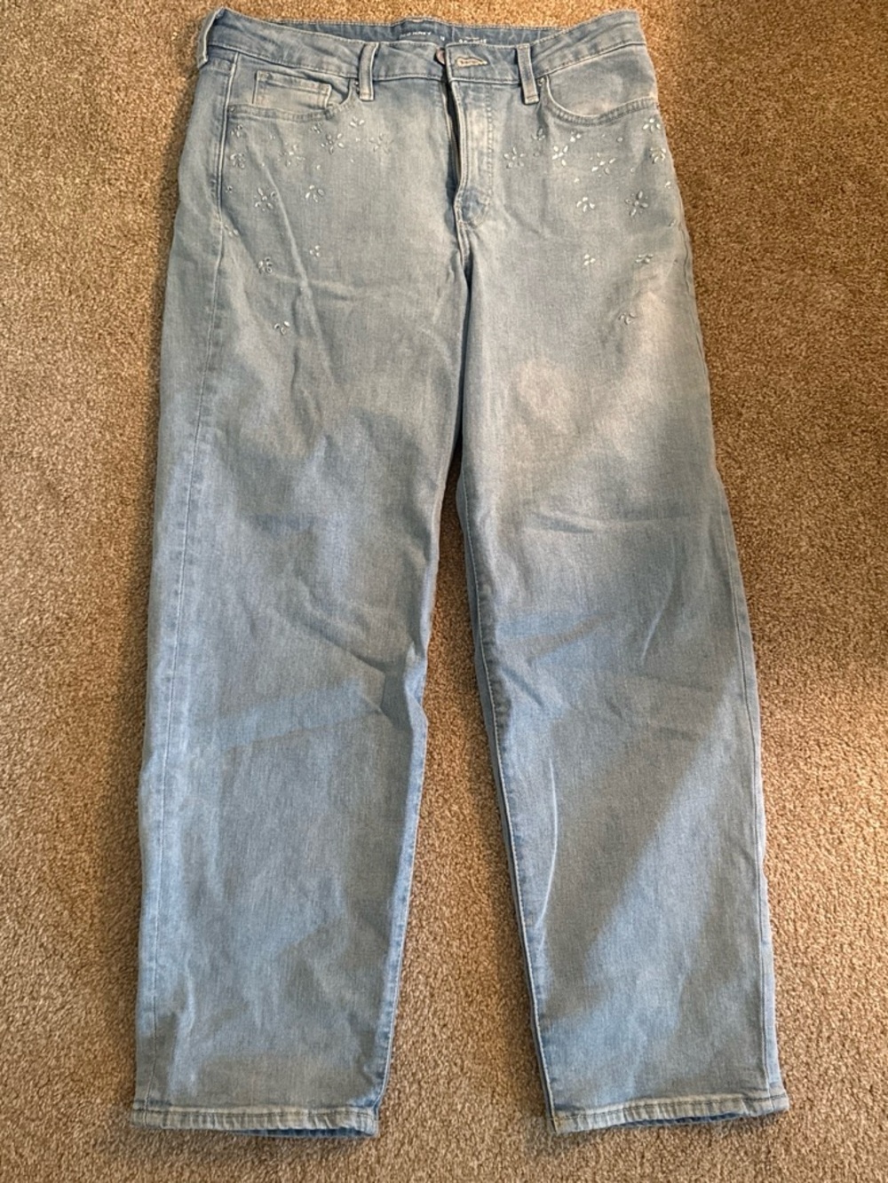 Light Wash High-Rise Jeans with Sparkle
